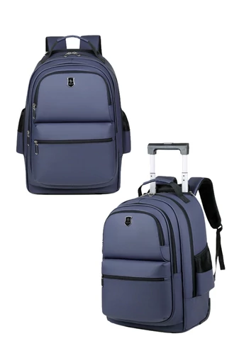 Ghiozdan Multifunctioal Cu Roți Încorporate Bonluo Negru Din PU 50*34*22cm