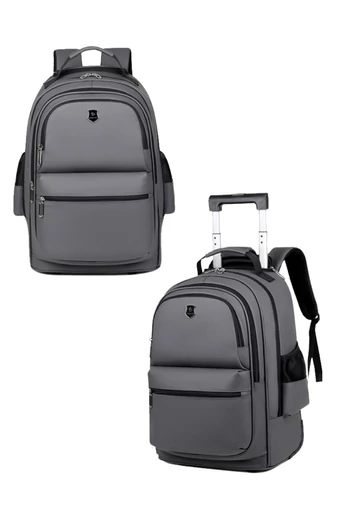 Ghiozdan Multifunctioal Cu Roți Încorporate Bonluo Negru Din PU 50*34*22cm