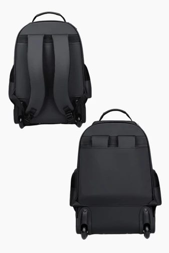 Ghiozdan Cu Roți Încorporate Multifuncțional Bonluo Negru Din PU 50*34*22cm 