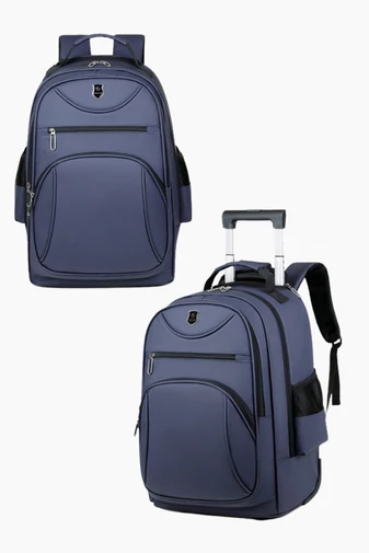 Ghiozdan Cu Roți Încorporate Multifuncțional Bonluo Negru Din PU 50*34*22cm 