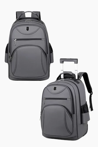 Ghiozdan Cu Roți Încorporate Multifuncțional Bonluo Negru Din PU 50*34*22cm 