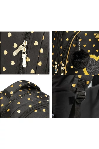 Set Rucsac Stil Troler Școlar Copii 3-în-1 Bonluo „Love Me” Geantă Termoizolantă Prânz & Penar Capacitate 20-35L