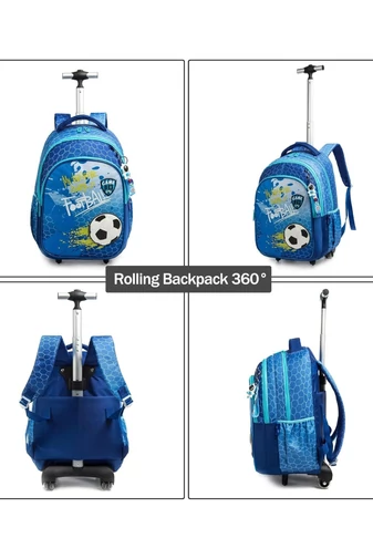 Set Rucsac Stil Troler Școlar Copii 3-în-1 Bonluo Minge Geantă Termoizolantă Prânz & Penar Capacitate 20-35L