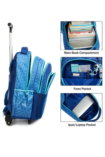 Set Rucsac Stil Troler Școlar Copii 3-în-1 Bonluo Minge Geantă Termoizolantă Prânz & Penar Capacitate 20-35L