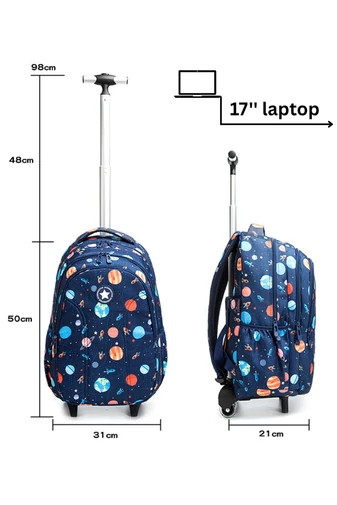  Set 3 în 1 Rucsac Rotile 16” Școlar Bonluo Pentru Copii Galaxie Geantă De Prânz Și Penar Capacitate 20-35L