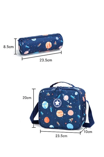  Set 3 în 1 Rucsac Rotile 16” Școlar Bonluo Pentru Copii Galaxie Geantă De Prânz Și Penar Capacitate 20-35L