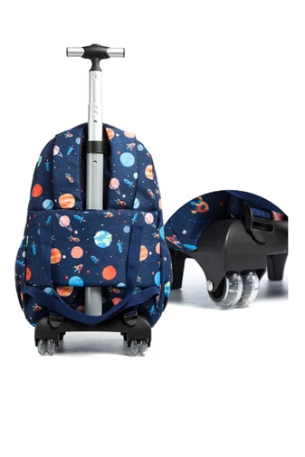  Set 3 în 1 Rucsac Rotile 16” Școlar Bonluo Pentru Copii Galaxie Geantă De Prânz Și Penar Capacitate 20-35L