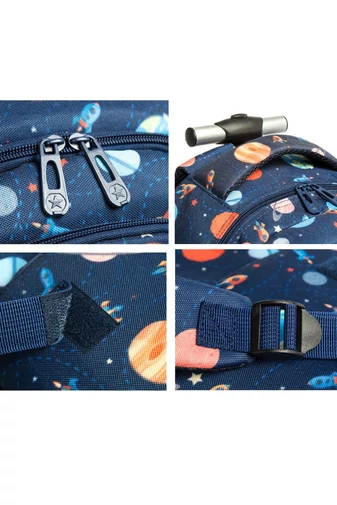  Set 3 în 1 Rucsac Rotile 16” Școlar Bonluo Pentru Copii Galaxie Geantă De Prânz Și Penar Capacitate 20-35L