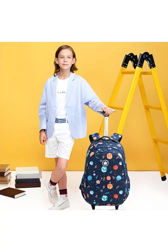  Set 3 în 1 Rucsac Rotile 16” Școlar Bonluo Pentru Copii Galaxie Geantă De Prânz Și Penar Capacitate 20-35L