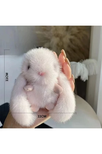 Breloc În Formă De Iepuraș Alb Pufos Bonluo Perfect Pentru Chei Sau Genți