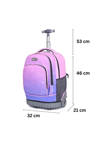 Bonluo Ghiozdan Pe Roți Albastru Colorat Din Material Impermeabil Dimensiune 48*31*21cm