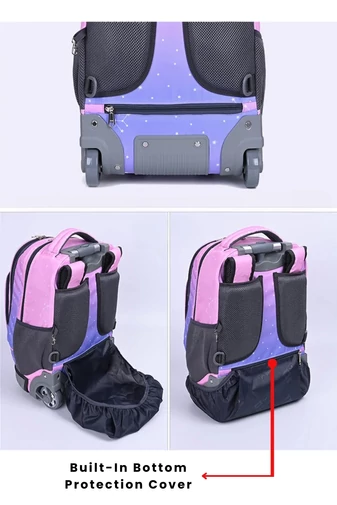 Bonluo Ghiozdan Pe Roți Albastru Colorat Din Material Impermeabil Dimensiune 48*31*21cm