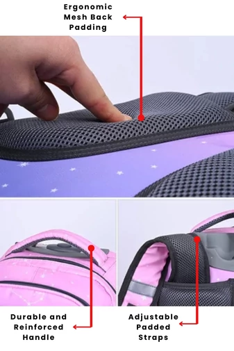 Bonluo Ghiozdan Pe Roți Albastru Colorat Din Material Impermeabil Dimensiune 48*31*21cm