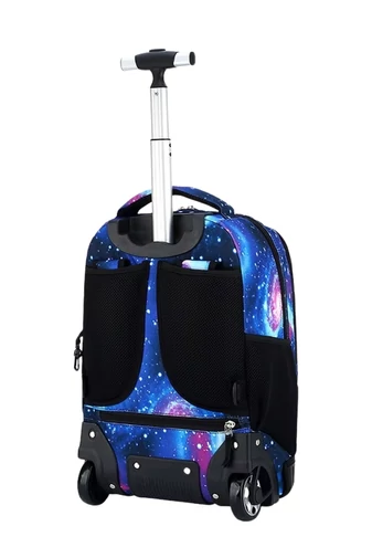 Bonluo Ghiozdan Pe Roți Albastru Colorat Din Material Impermeabil Dimensiune 48*31*21cm