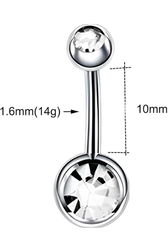 Piercing Ombilical Elegant Simplu Din Oțel Inoxidabil 316L Cu Zirconiu