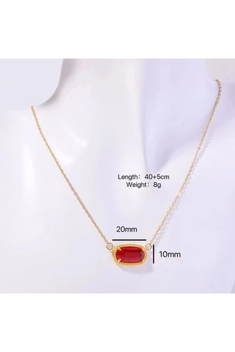 Colier Elegant Cu Piatră Albastră Și Lanț Placat Cu Aur Din Cupru