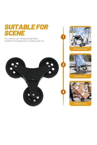 Roată cu Roți Triple Neagră Din Plastic Pentru Cărucior De Cumpărături (set 2buc)