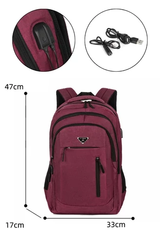 Rucsac Multifuncțional Din Țesătură Oxford Impermeabil Și Rezistent Cu Spațiu USB Negru 47*33*17cm