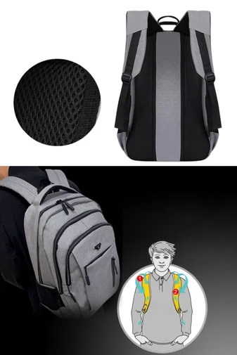 Rucsac Multifuncțional Din Țesătură Oxford Impermeabil Și Rezistent Cu Spațiu USB Negru 47*33*17cm