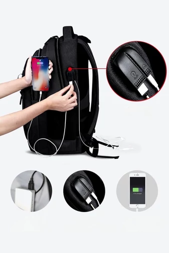 Rucsac Multifuncțional Din Țesătură Oxford Impermeabil Și Rezistent Cu Spațiu USB Negru 47*33*17cm