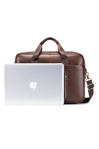 Geantă Business Din Piele Naturală, Compartiment Laptop 14'' Maro 28*39*6cm