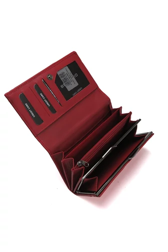 Portofel Damă Din Piele Naturală Cu Etichetă RFID Roșu Bellugio 15*10* 3.5cm