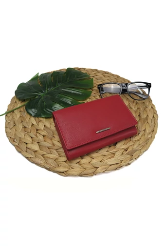 Portofel Damă Din Piele Naturală Cu Etichetă RFID Roșu Bellugio 15*10* 3.5cm