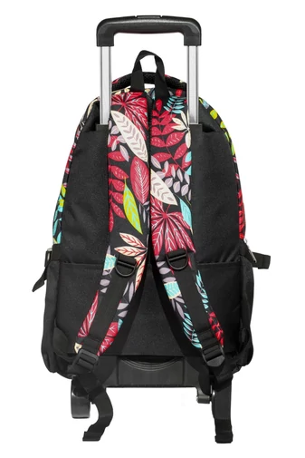 Aoking Rucsac Negru Cu Model Frunze Colorate Pe Roți  Dimensiuni 47*32*21cm