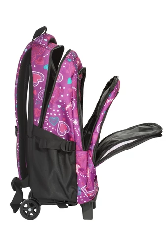 Aoking Rucsac Violet Cu Model Inimioare Pe Roți  Dimensiuni 47*32*21cm