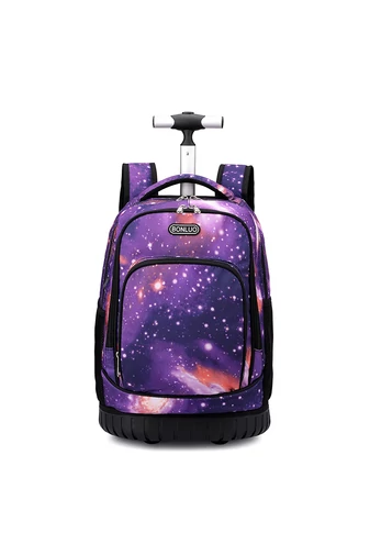 Bonluo Ghiozdan Pe Roți Violet Colorat Din Material Impermeabil Dimensiune 48*31*21cm