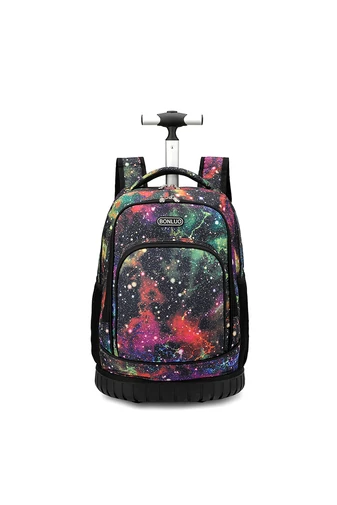 Bonluo Ghiozdan Pe Roți Negru Colorat Din Material Impermeabil Dimensiune 48*31*21cm