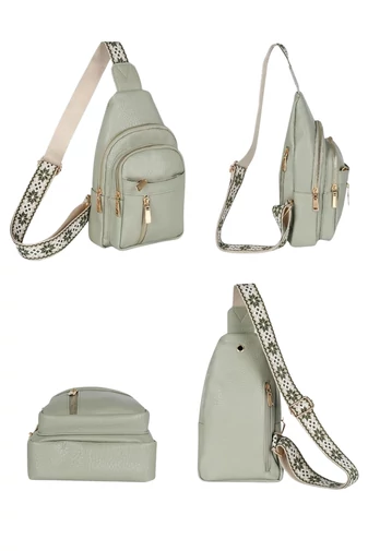 Geantă Crossbody Damă Din PU Cu Multiple Compartimente Verde Mentă 30*18*6cm