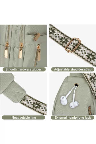 Geantă Crossbody Damă Din PU Cu Multiple Compartimente Verde Mentă 30*18*6cm
