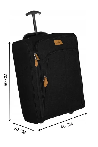 Troler De Cabina Wizzair Ryanair Cu Pereți Moi Rezistenți Cu 2 Roți Rovicky Negru 50*40*20*cm