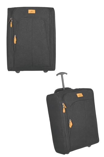 Troler De Cabina Wizzair Ryanair Cu Pereți Moi Rezistenți Cu 2 Roți Rovicky Negru 50*40*20*cm