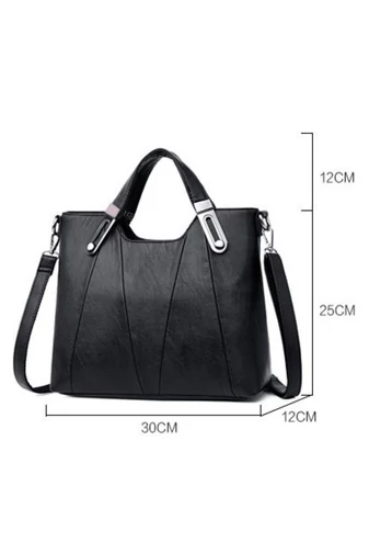 Geantă Damă Elegantă Din PU Cu Mânere Și Curea Reglabilă Negru 30*12*25cm