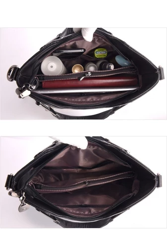 Geantă Damă Elegantă Din PU Cu Mânere Și Curea Reglabilă Negru 30*12*25cm
