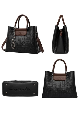 Geantă De Umăr Și Mână Din PU Cu Design Modern Negru 30*12*22cm