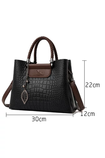 Geantă De Umăr Și Mână Din PU Cu Design Modern Negru 30*12*22cm
