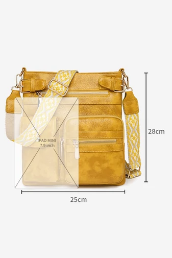 Geantă Crossbody Și De Mână Galben Șters Multifuncțională Din PU Multiple Compartimente 25*28cm