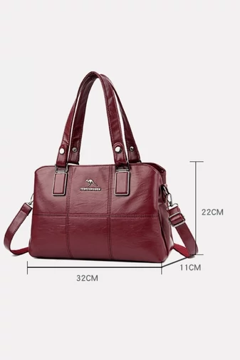 Geantă De Umăr Și De Mână Elegantă Maro Din PU Cu Bretea Reglabilă 32*11*22cm