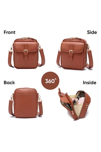 Geantă Crossbody Maro Din PU Cu Design Compact Și Compartimentare Practică 20*8*17cm