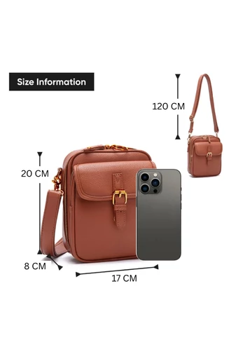 Geantă Crossbody Maro Din PU Cu Design Compact Și Compartimentare Practică 20*8*17cm