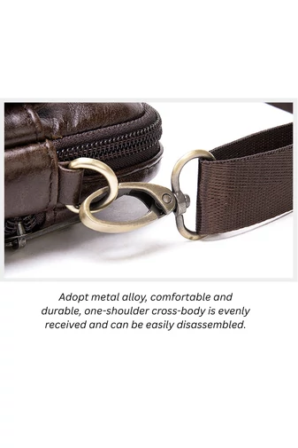 Geantă Bărbați Crossbody Din Piele Naturală Cu Bretea Reglabilă Neagră 11*15*2.5 Cm