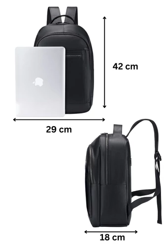 Rucsac Din Piele Naturală Neagră Pentru Laptop Design Elegant 42*29*18 Cm