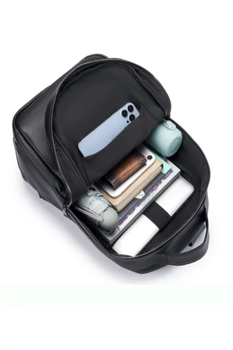 Rucsac Din Piele Naturală Neagră Pentru Laptop Design Elegant 42*29*18 Cm