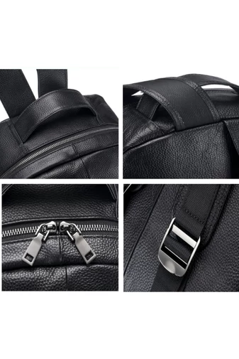 Rucsac Din Piele Naturală Neagră Pentru Laptop Design Elegant 42*29*18 Cm