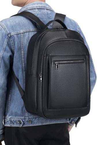 Rucsac Din Piele Naturală Neagră Pentru Laptop Design Elegant 42*29*18 Cm