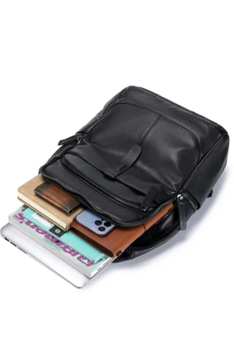 Rucsac Elegant Bagaj De Mână Wizzair Ryanair Din Piele Naturală Neagră Spațiu Laptop 38*29*13 Cm