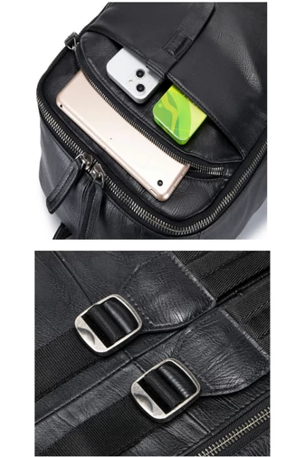 Rucsac Elegant Bagaj De Mână Wizzair Ryanair Din Piele Naturală Neagră Spațiu Laptop 38*29*13 Cm